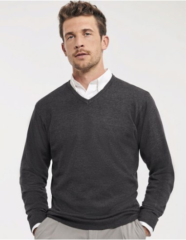 RUS-0R710M0-Mens V-Neck Knitted Pullover